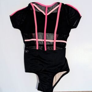 Chic Kandi Kouture Black Mesh and Pink Kids Dance Costume Leo CL